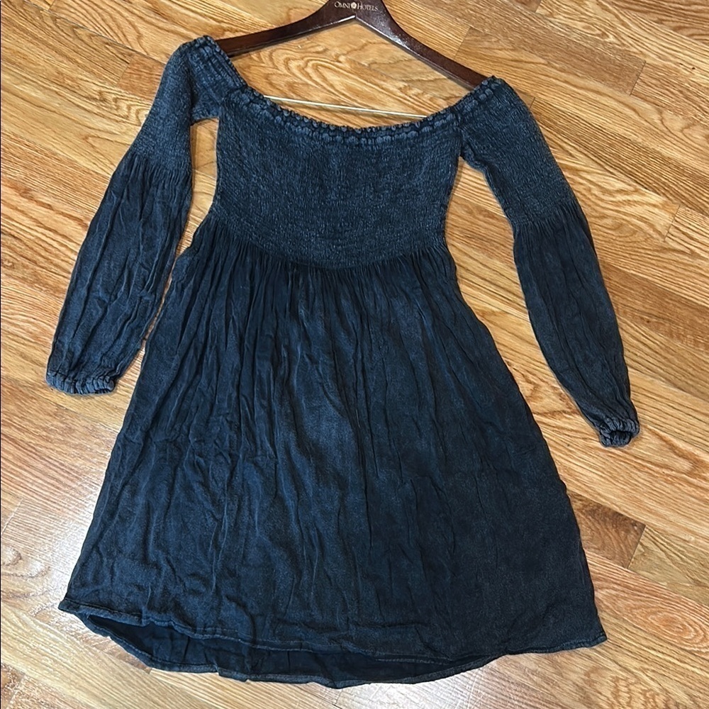 Chaser Off-Shoulder mini bohemian summer Black Dress women’s large new